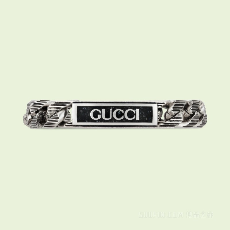 Gucci标识窄版珐琅手链 925纯银