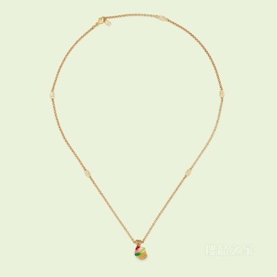 互扣式双G纸杯蛋糕坠饰项链 金色调金属