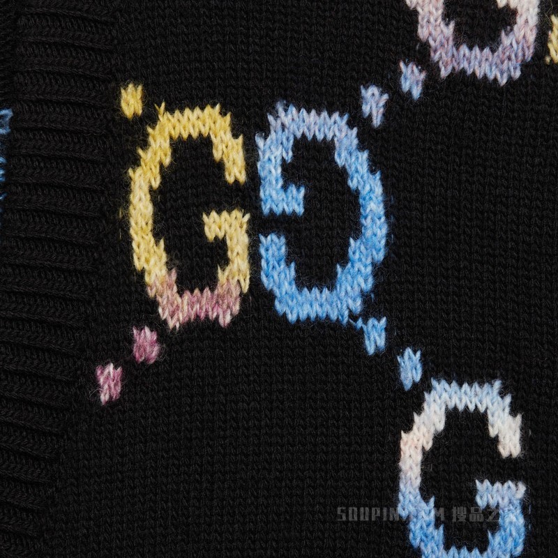 GG羊毛提花开衫 黑色