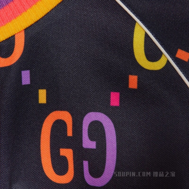 超级双G图案平纹针织拉链夹克 深蓝色和多色