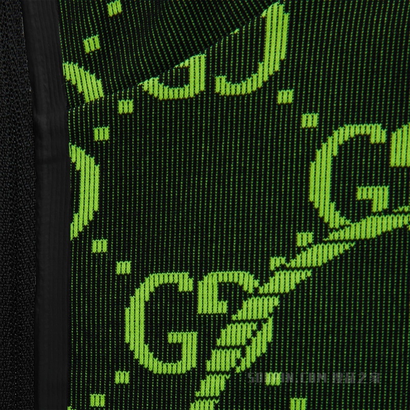 GG圆筒针织面料拉链夹克 黑色和荧光黄