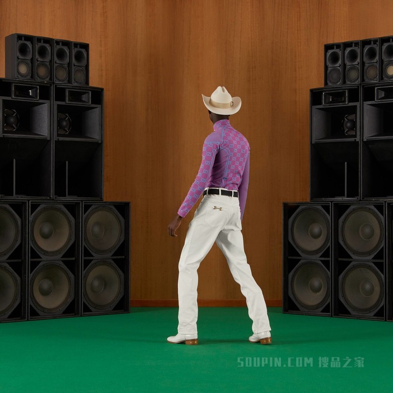 GG圆筒针织面料长袖T恤 紫色和蓝绿色