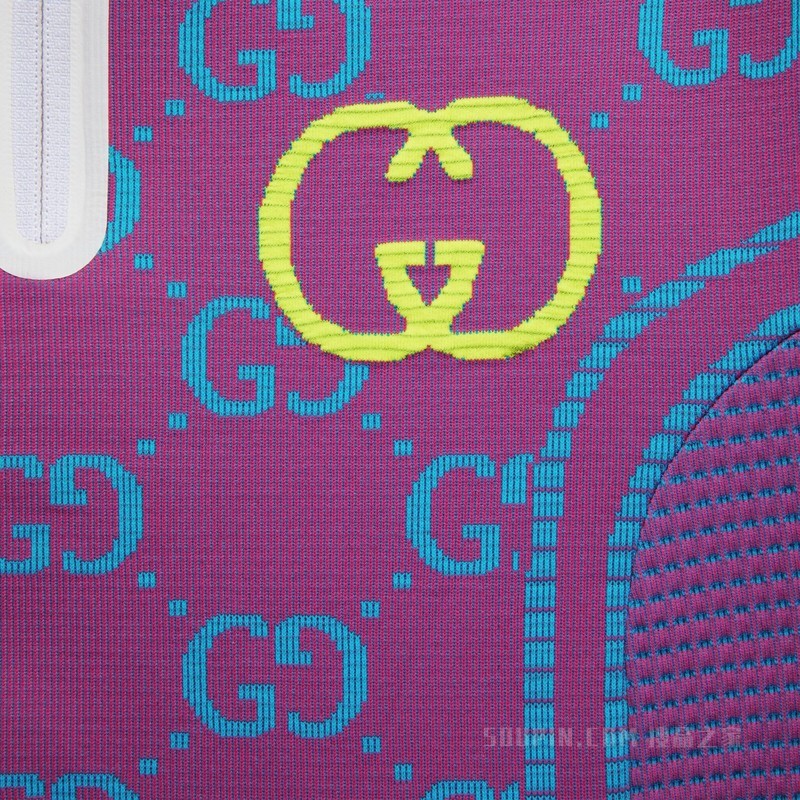 GG圆筒针织面料长袖T恤 紫色和蓝绿色