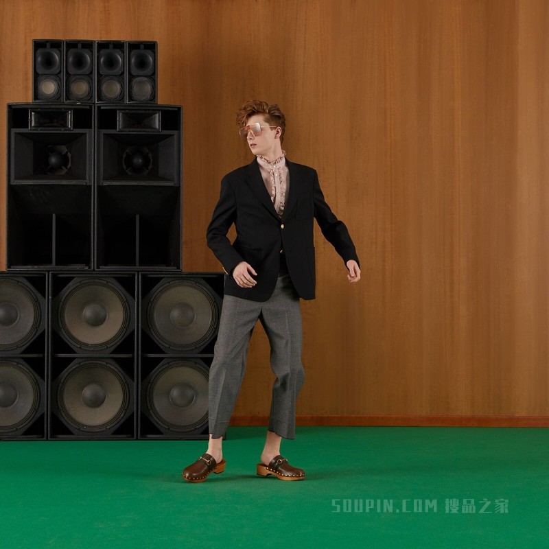 格纹羊毛九分裤 黑色和棕色