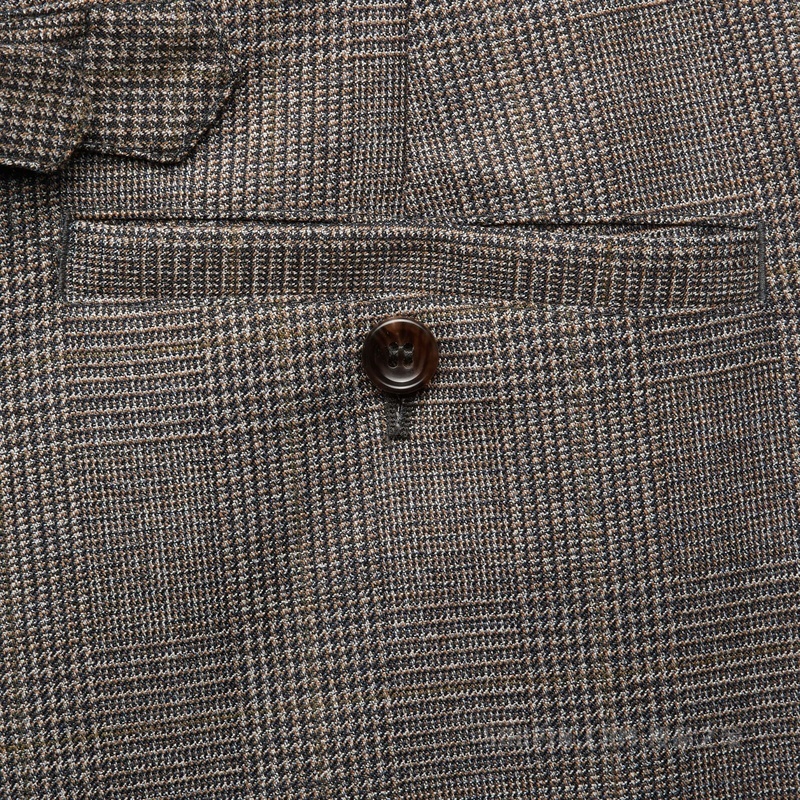 格纹羊毛九分裤 黑色和棕色