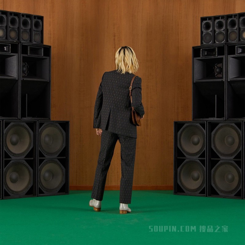 马衔扣条纹羊毛正装套装 深灰色