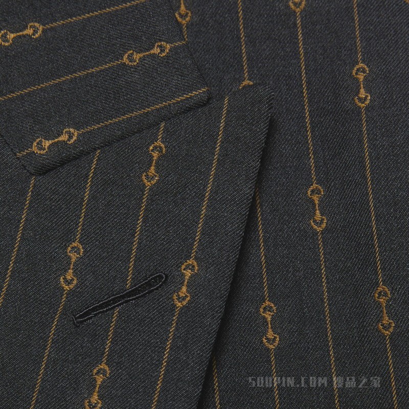 马衔扣条纹羊毛正装套装 深灰色