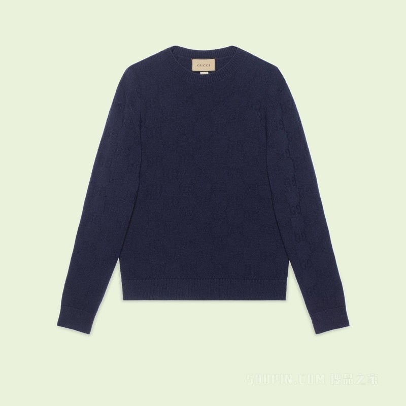 GG羊毛提花卫衣 蓝色