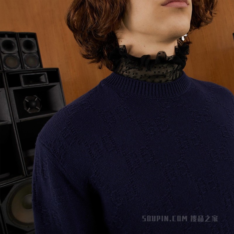 GG羊毛提花卫衣 蓝色