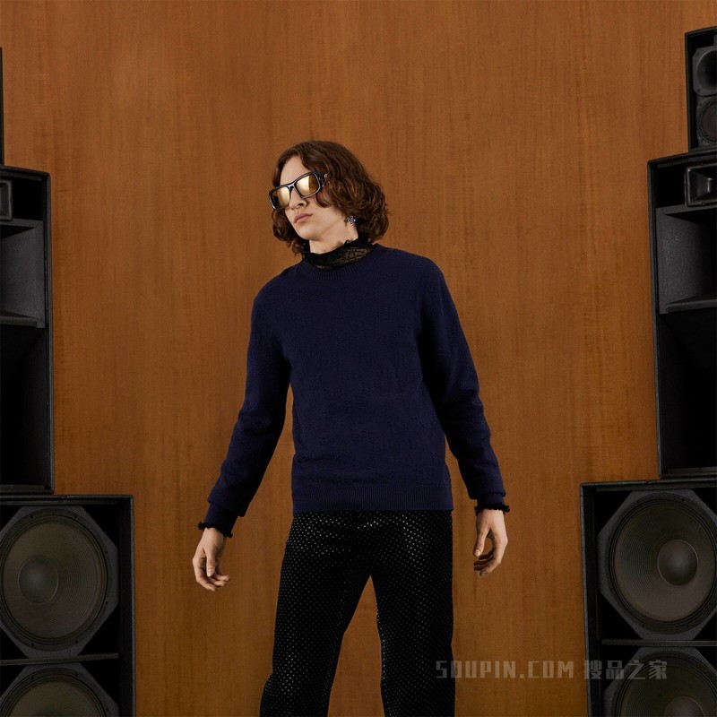 GG羊毛提花卫衣 蓝色