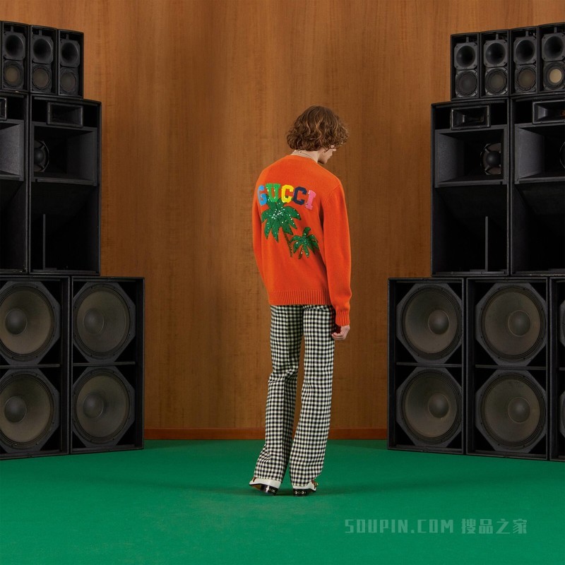 Gucci棕榈树羊毛开衫 橙色