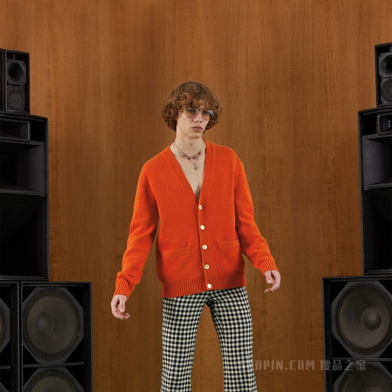 Gucci棕榈树羊毛开衫 橙色