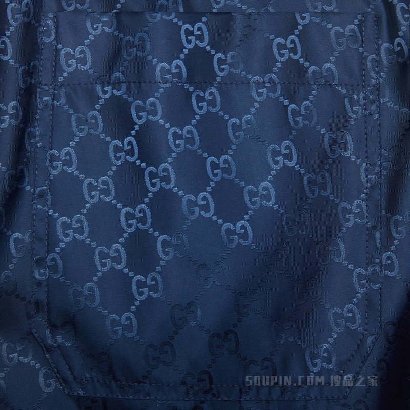 GG提花尼龙游泳短裤 蓝色