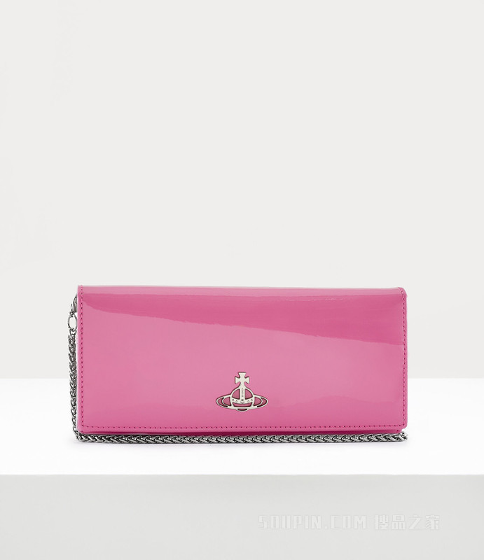 Shiny Patent Long Wallet Long Chain