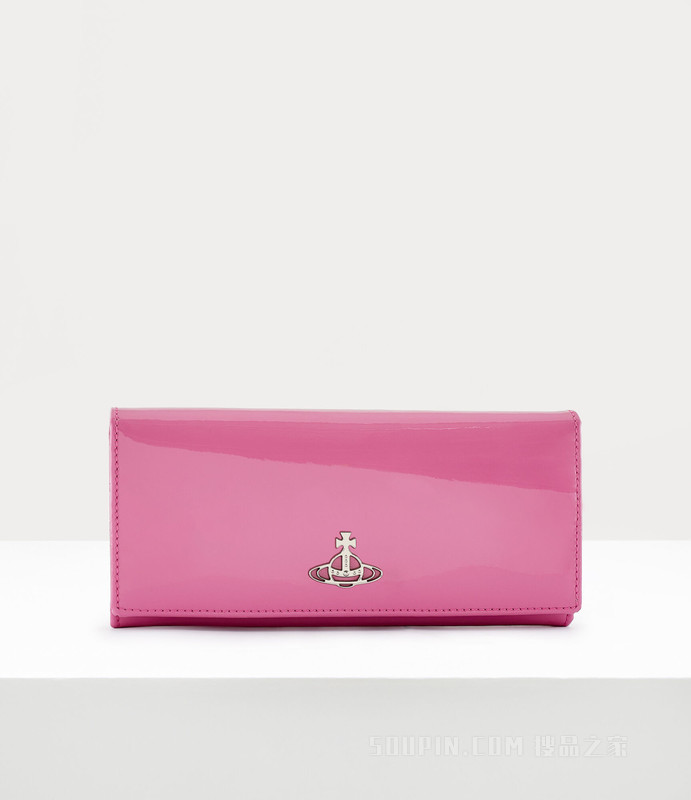 Shiny Patent Long Wallet Long Chain