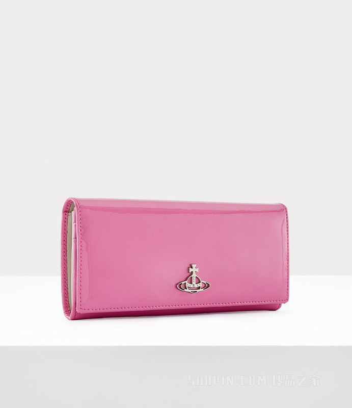 Shiny Patent Long Wallet Long Chain