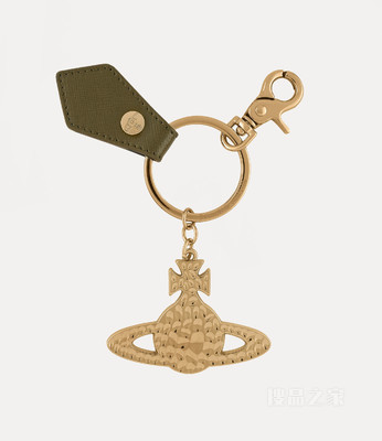 Saffiano Hammered Orb Light Gold Keyring