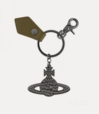 Saffiano Hammered Orb Gunmetal Keyring