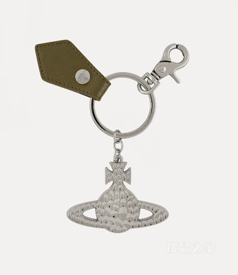 Saffiano Hammered Orb Silver Keyring