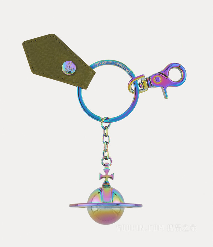 Saffiano 3D Orb Iridescent Keyring