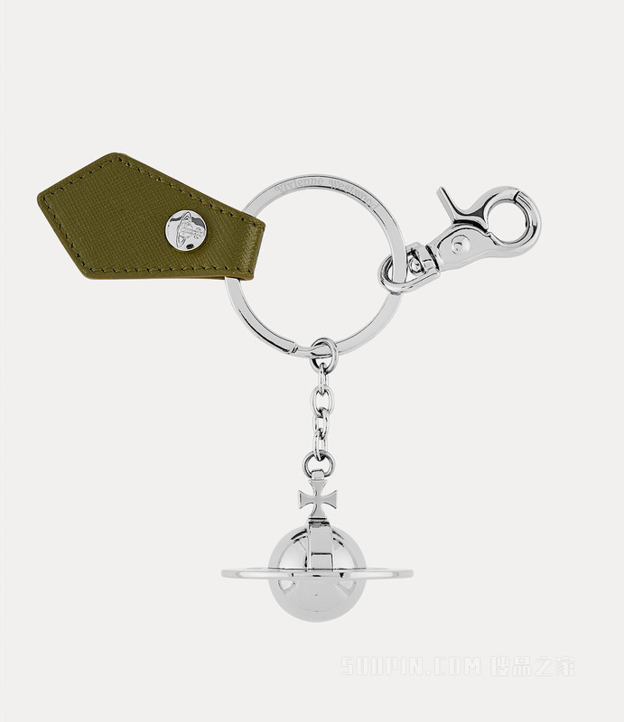 Saffiano 3D Orb Silver Keyring