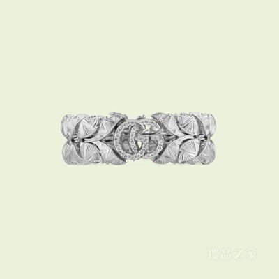 Flora系列饰双G 18K白金戒指 18K白金