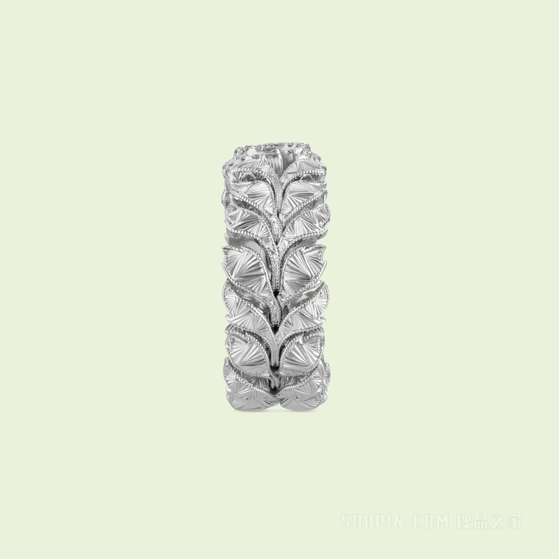 Flora系列饰双G 18K白金戒指 18K白金