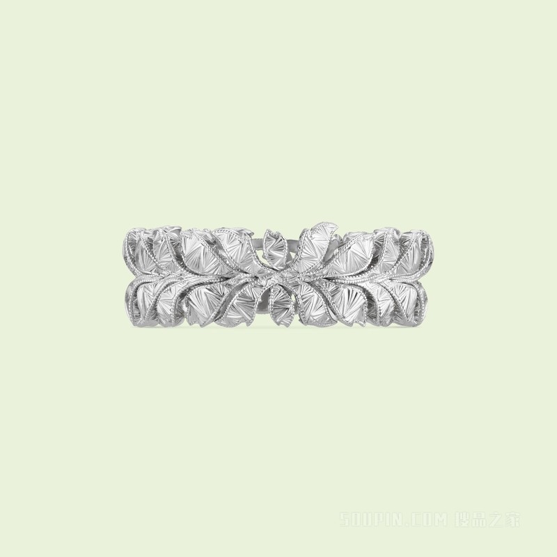 Flora系列饰双G 18K白金戒指 18K白金