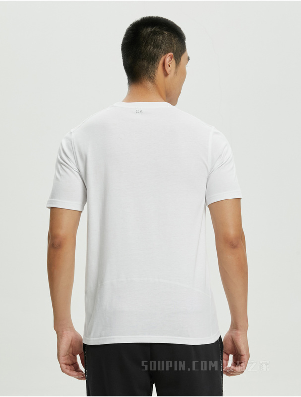 Calvin Klein 男士休闲圆领循环LOGO织带透气短袖T恤4MS2K115