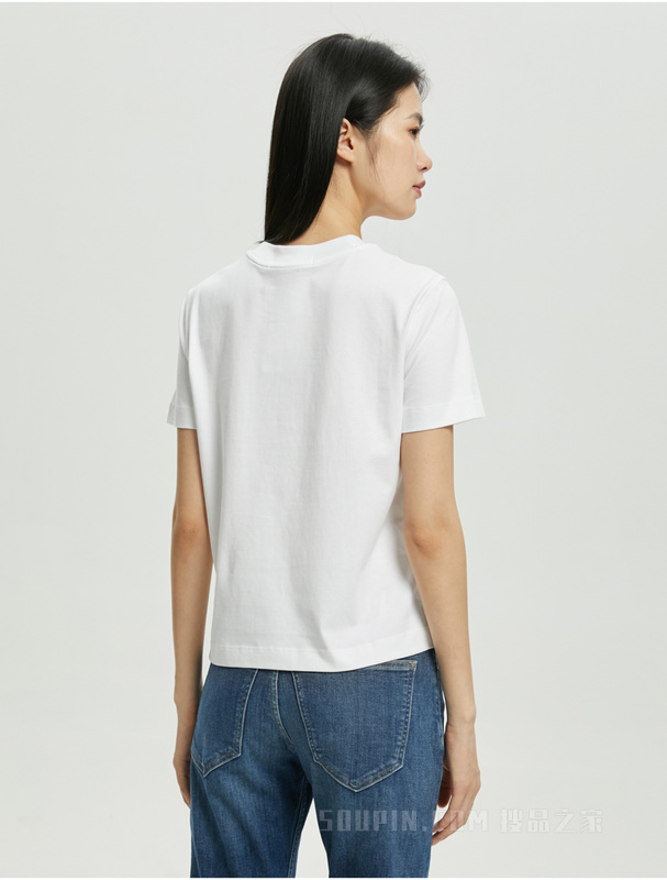 Calvin Klein 22秋冬新款女士时尚纯棉透气醒目LOGO圆领短袖T恤J220492
