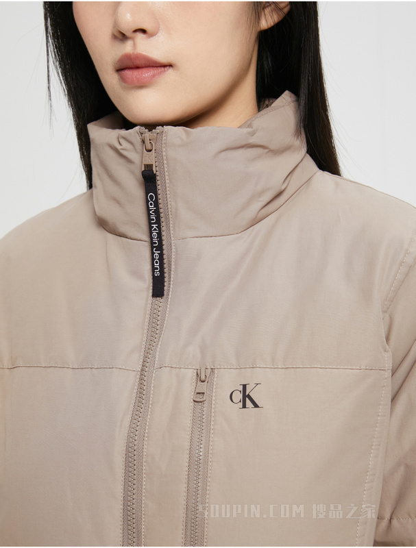 Calvin Klein 22早秋新款女士立领简约印花可打包鸭绒保暖羽绒服J219967