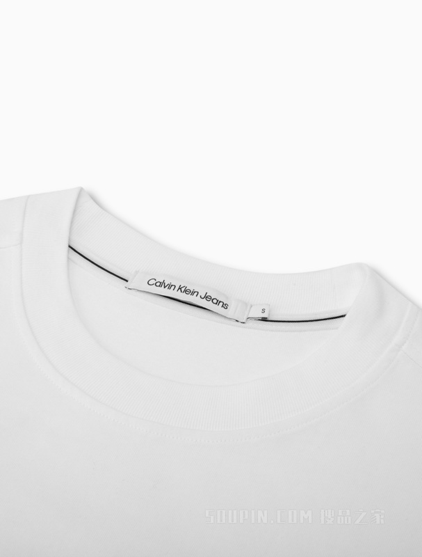 Calvin Klein 22早秋女士休闲圆领舒适纯棉醒目LOGO开衩长袖T恤J220126