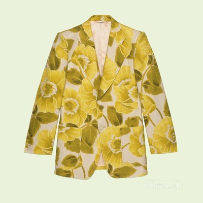 “Gucci”银莲花正装夹克 黄色和象牙白色