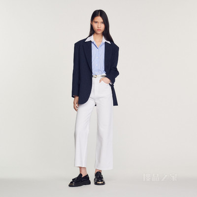 OXETTE 对比色竖条纹衬衫上衣及T恤