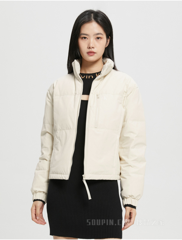 Calvin Klein 22早秋新款女士立领简约印花可打包鸭绒保暖羽绒服J219967