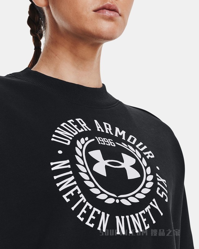 女士UA Rival Crest Graphic抓绒圆领运动衣