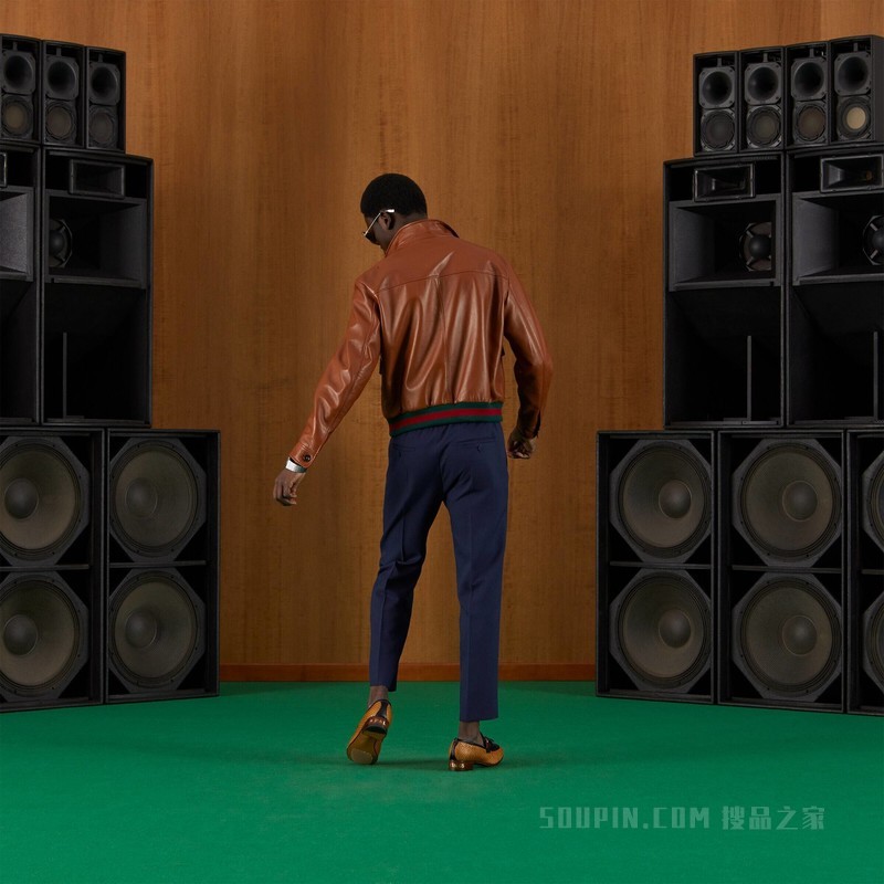 皮革飞行员夹克 浅棕色