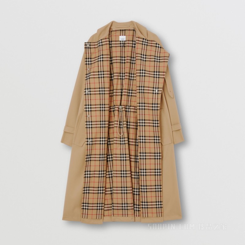 抽绳细节棉质嘎巴甸轻便大衣 (蜂蜜色) - 女士