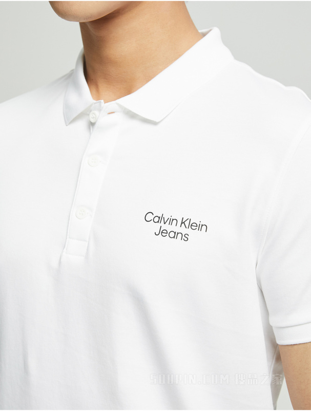 Calvin Klein 22春夏新款男士休闲纯棉胶质LOGO翻领短袖POLO衫J320088
