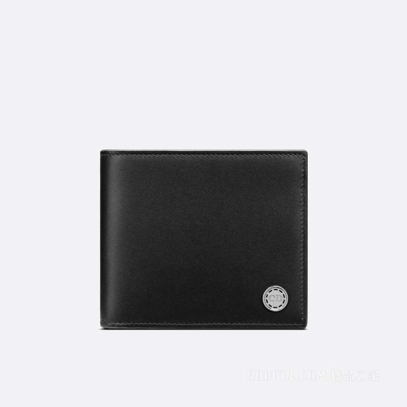 钱包 黑色光滑牛皮革“CD Button”标志