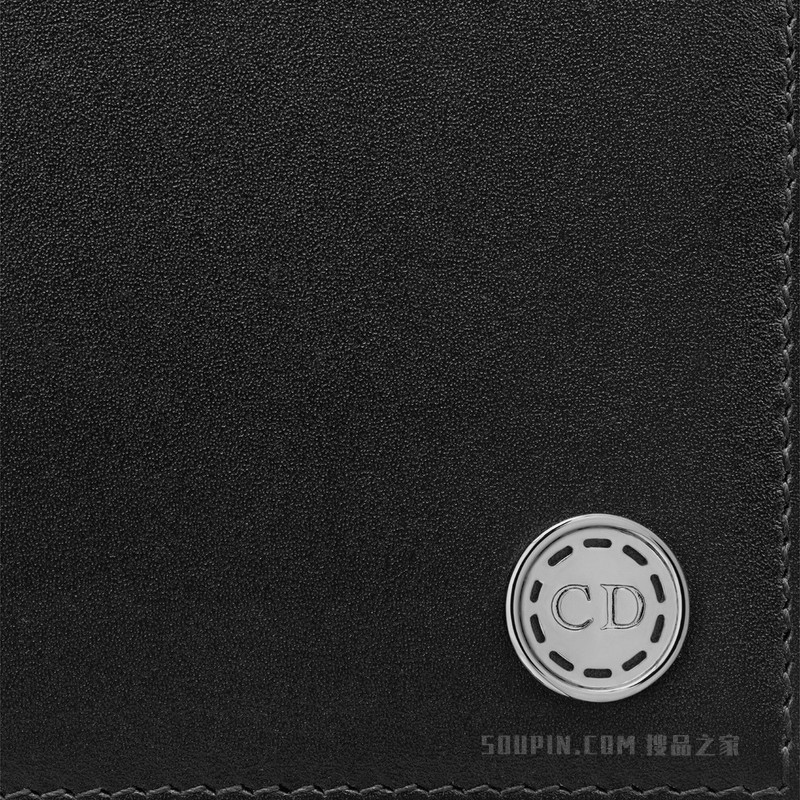 钱包 黑色光滑牛皮革“CD Button”标志