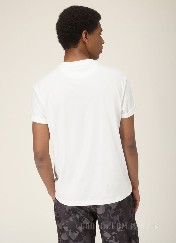 小号品牌标志 T 恤 骨白色有机棉 T 恤