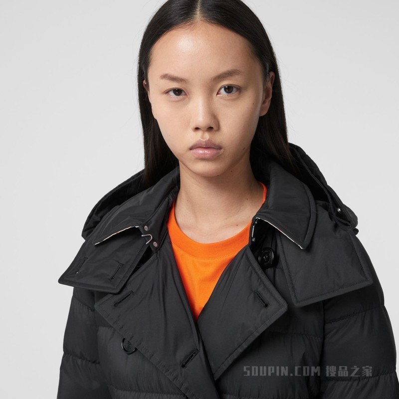 可拆式连帽羽绒服 (黑色) - 女士