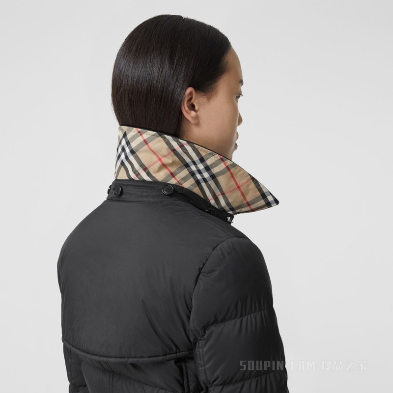 可拆式连帽羽绒服 (黑色) - 女士