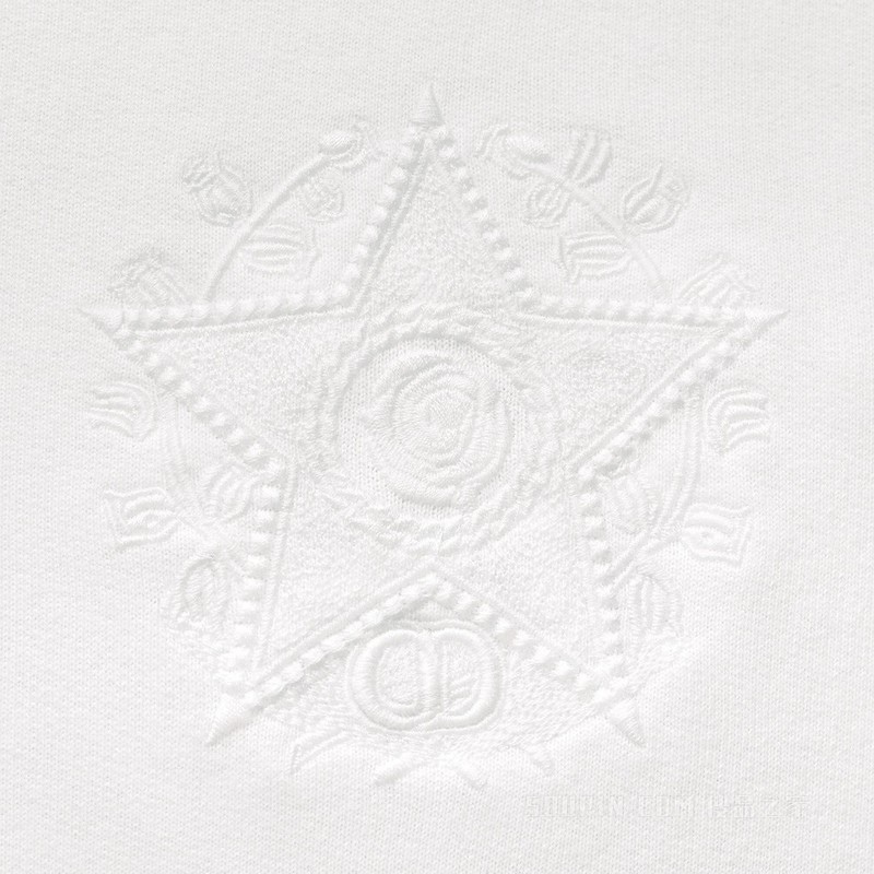 宽松版型卫衣 白色棉质起绒面料 CD Étoile 图案刺绣