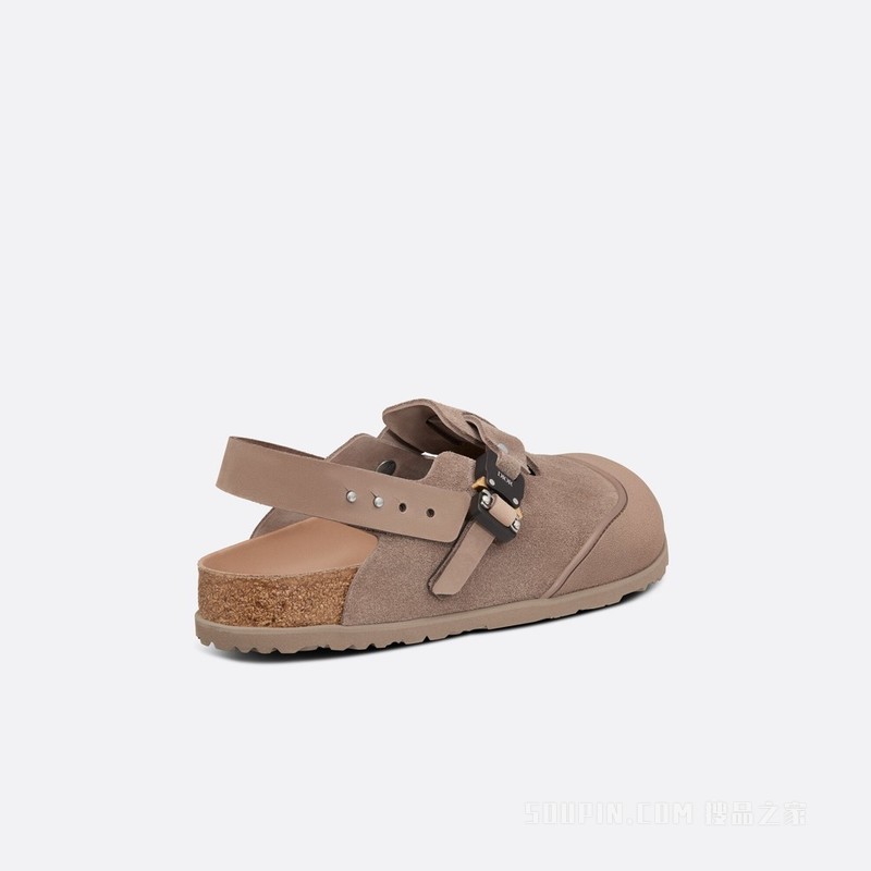 DIOR x BIRKENSTOCK Tokio 穆勒鞋 棕色磨砂牛皮革