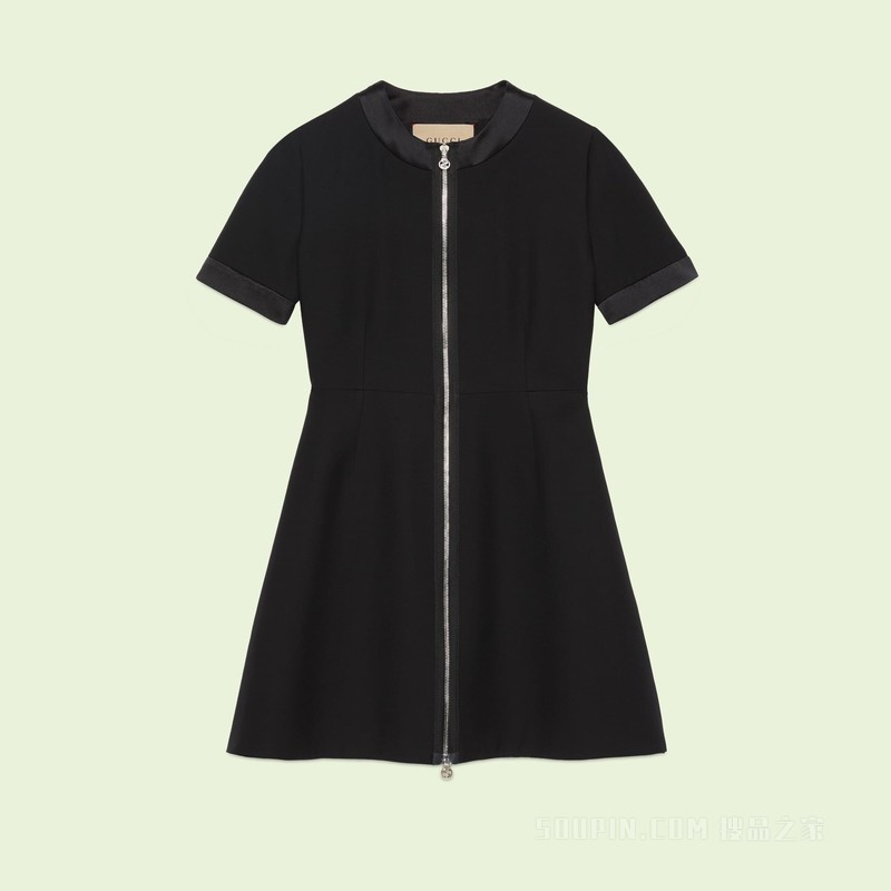 羊毛真丝连衣裙 黑色