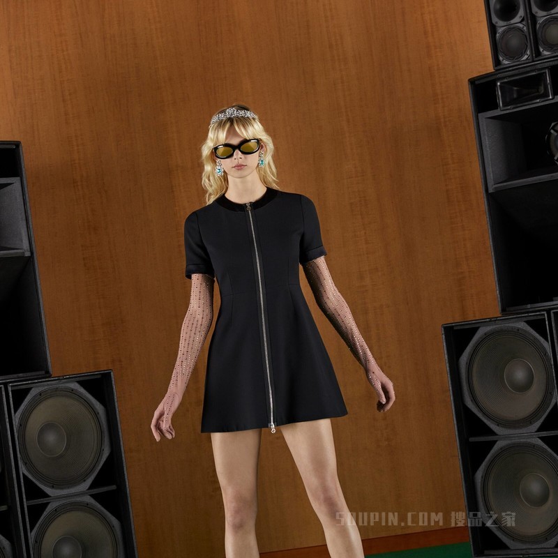 羊毛真丝连衣裙 黑色