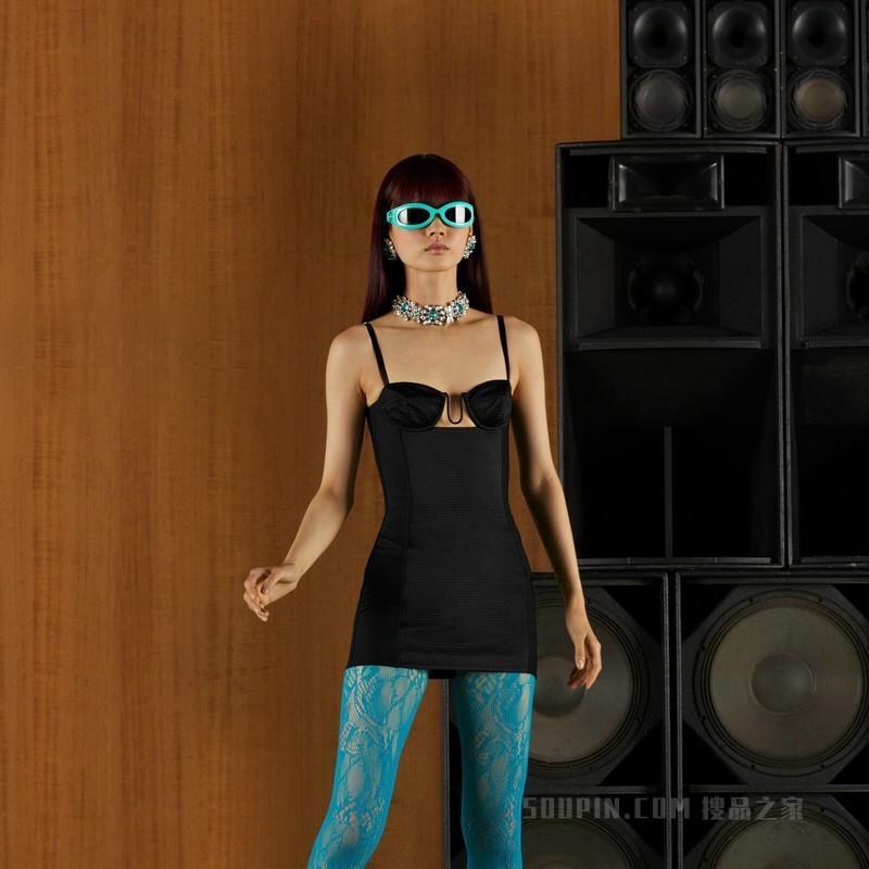 真丝硬缎连衣裙 黑色