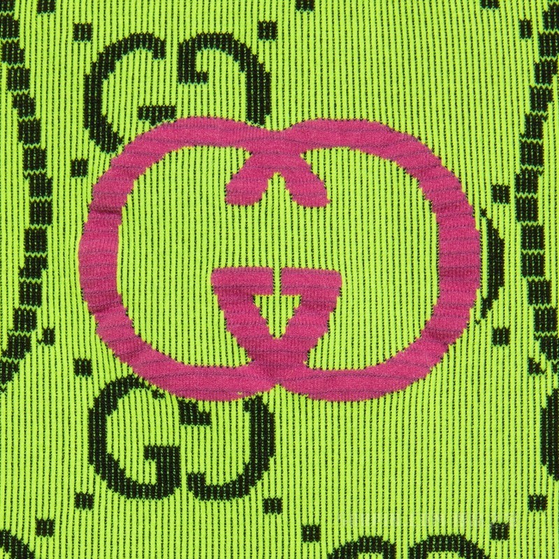 GG针织提花无袖上衣 荧光黄和黑色